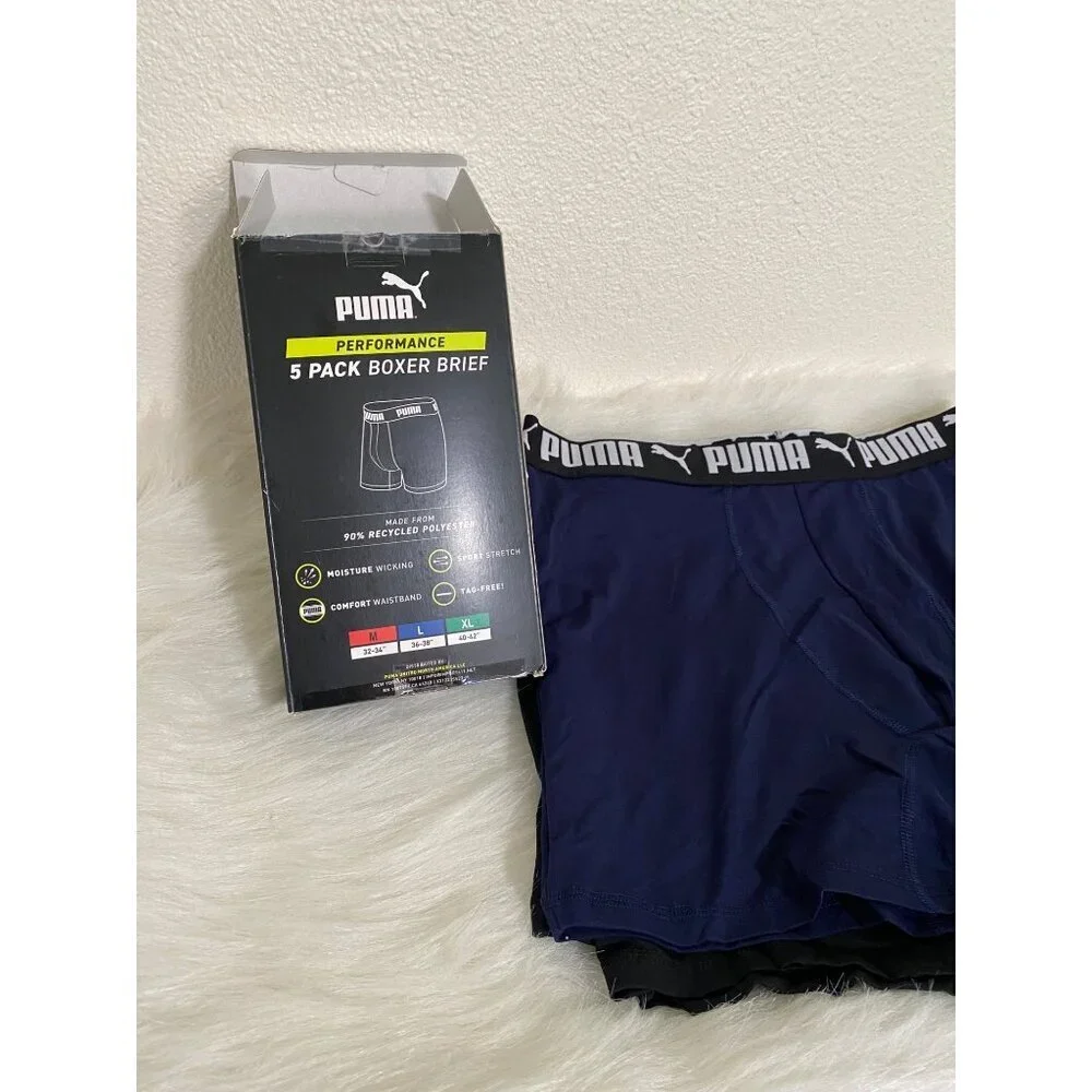 Puma 5 Pack Boxer Briefs Performance Sport Luxe  Tag Free Size X - Large